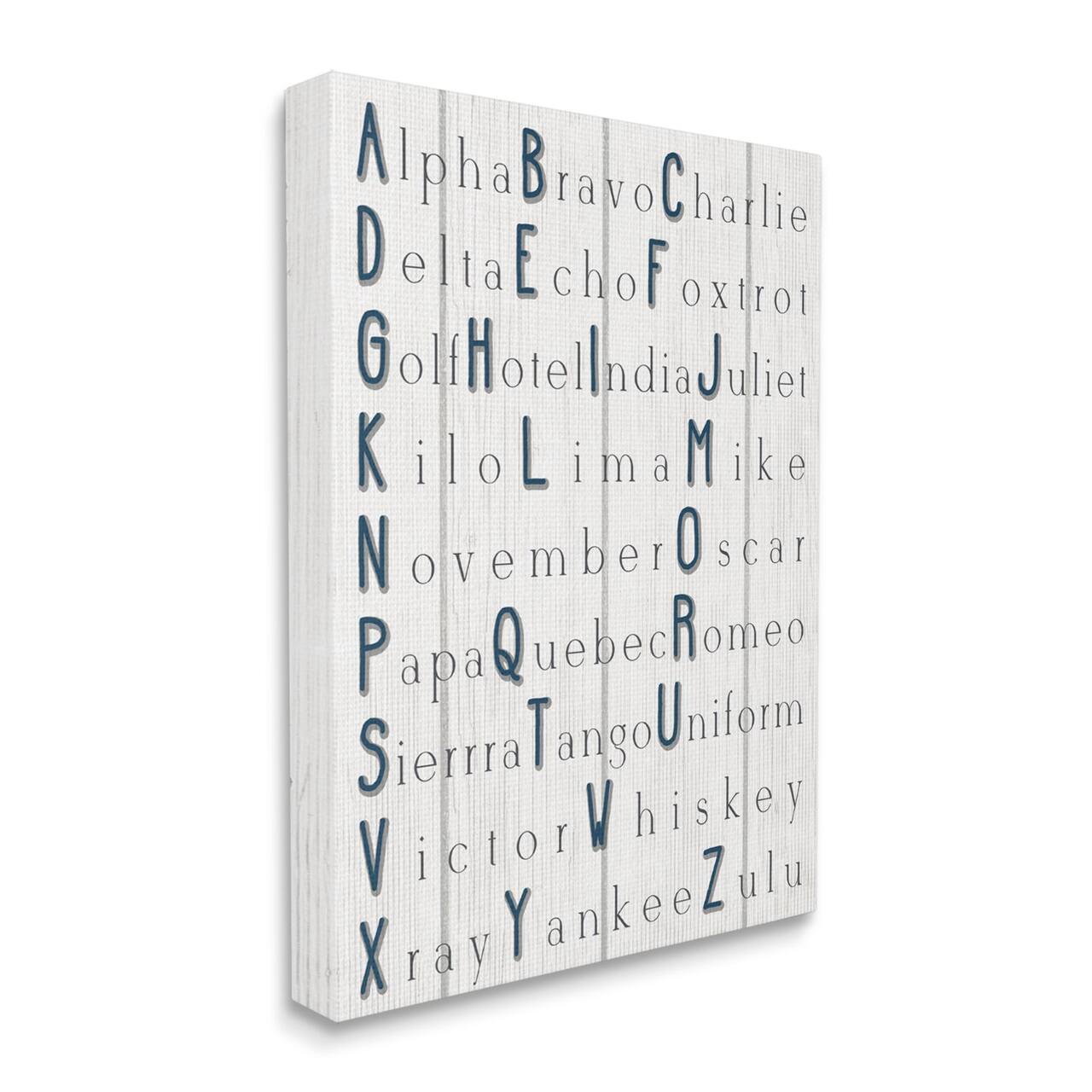 Stupell Industries Alpha Bravo Charlie Kids Alphabet Word Design Canvas Wall Art